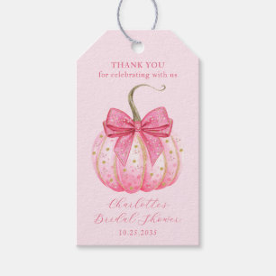 Halloween Bröllopsdusch Rosa Pumpa Tack Presentetikett