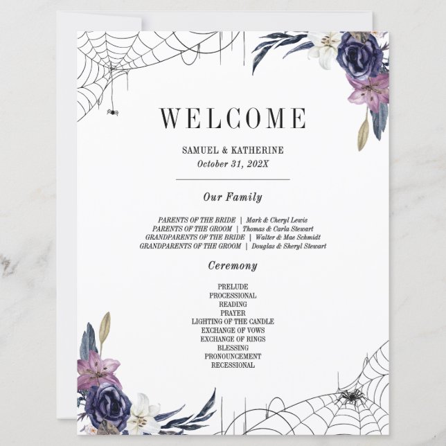 Halloween Bröllopsfamilj Introduktion Välkomstskyl (Framsida)