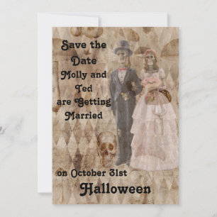 Halloween bröllopsinbjudan i Tan Inbjudningar
