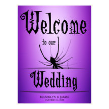 Halloween-bröllopsmottagningsskylt Lila Spider