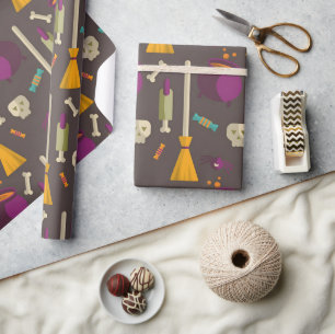 Halloween broom, skalle och godis Gift Presentpapper