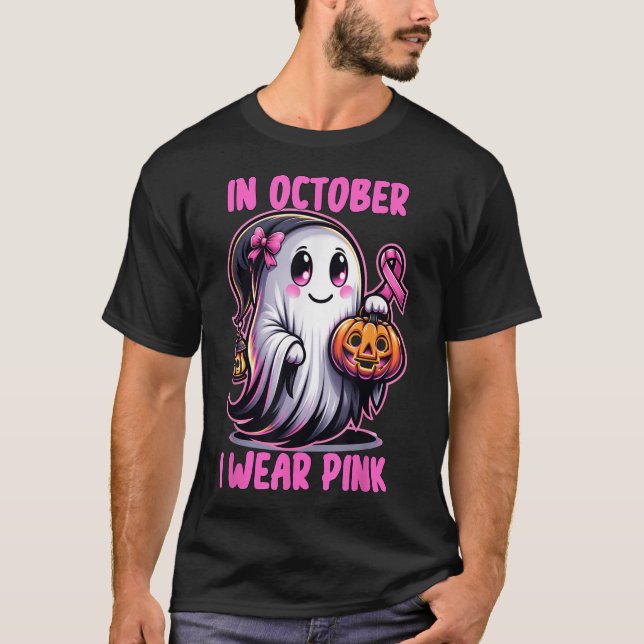 Halloween-bröstcancer Band i oktober I Bära T Shirt (Framsida)