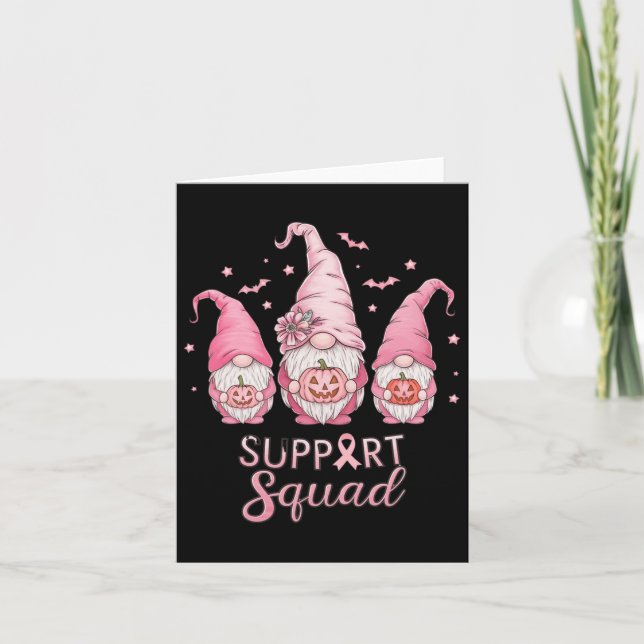 Halloween Bröstcancer Medvetenhet Rosa Gnomies Sup Kort (Framsida)