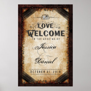 Halloween Brown Gothic 24x36 Välkommen till Bröllo Poster