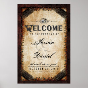 Halloween Brown Gothic 24x36 Välkommen till Bröllo Poster