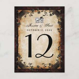 Halloween Brown Gothic Matching Bordsnummer Cards