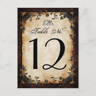 Halloween Brown Gothic Matching Bordsnummer Cards
