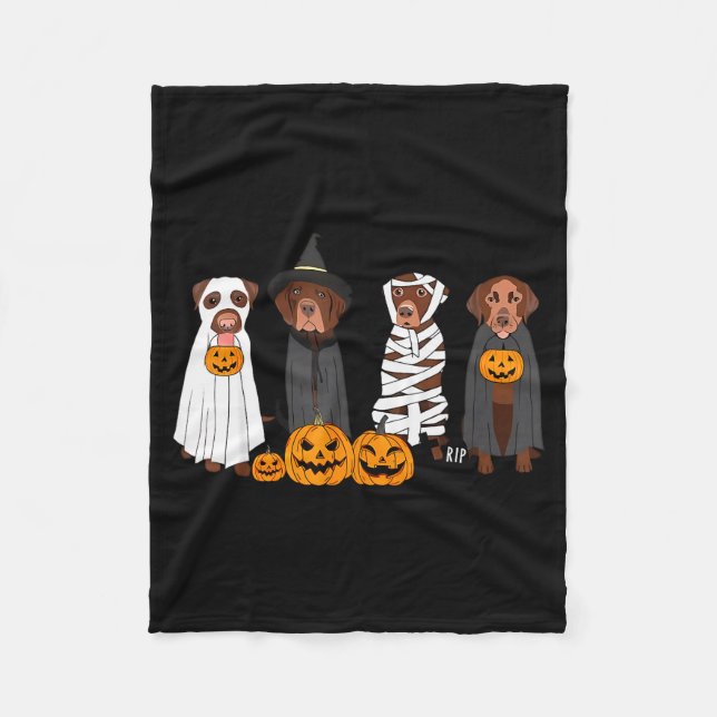 Halloween Brown Labrador Ghost Soky Chocolate Lab  Fleecefilt (Framsidan)