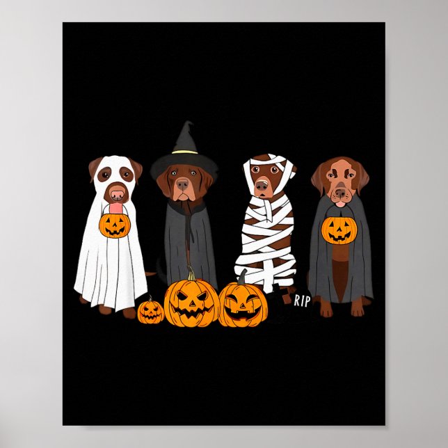Halloween Brown Labrador Ghost Soky Chocolate Lab  Poster (Framsidan)