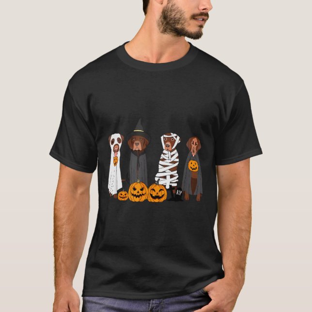 Halloween Brown Labrador Ghost Soky Chocolate Lab  T Shirt (Framsida)