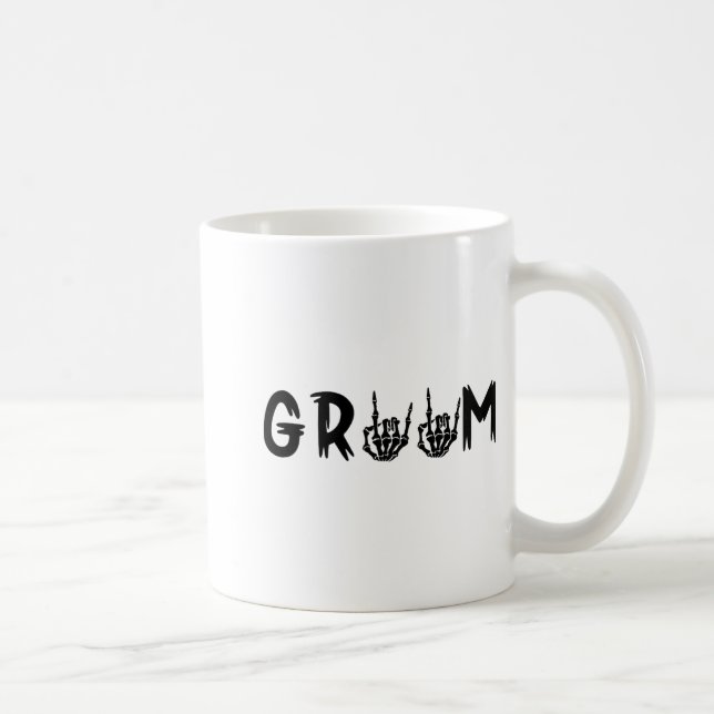Halloween Brud Brudgum Skelett Tills Döden  Kaffemugg (Höger)