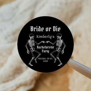 Halloween Brud eller dö Skelett Systerfest Runt Klistermärke