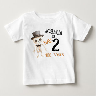 Halloween Brun Dålig Till Knochen 2:a Födelsedag T Shirt