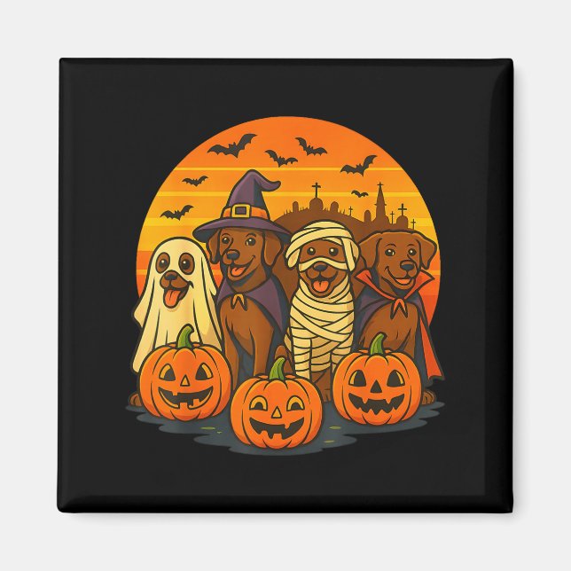 Halloween brun labrador spöke kuslig choklad magnet (Framsidan)
