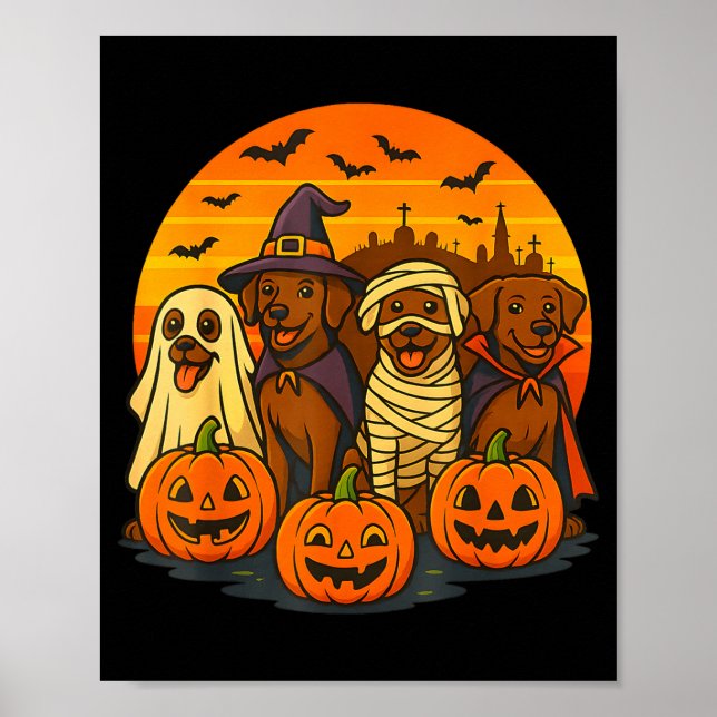 Halloween brun labrador spöke kuslig choklad poster (Framsidan)
