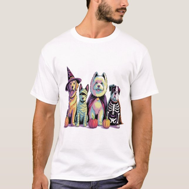 Halloween Brush Squad Dog T Shirt (Framsida)