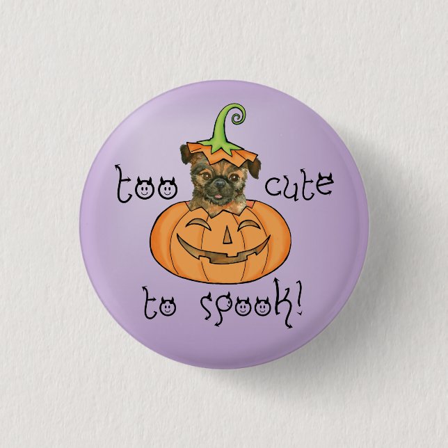 Halloween Brussels Griffon Pinback Button Knapp (Framsida)