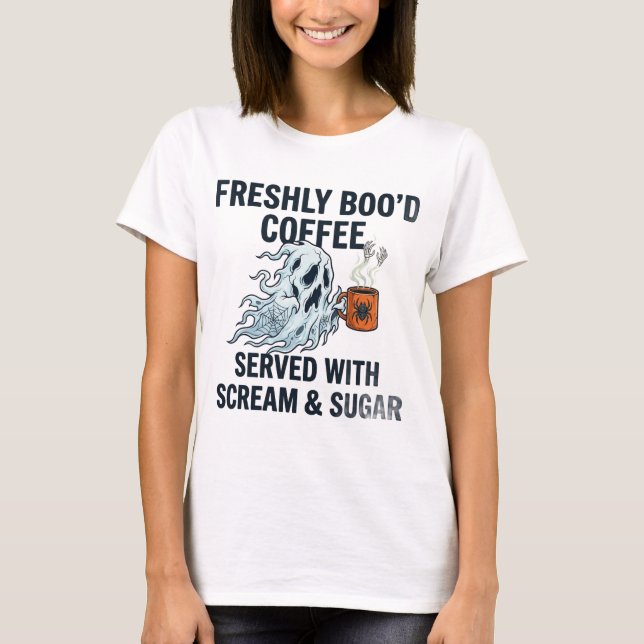 Halloween Bryggd Kaffe T-shirt - Kuslig Kaffe Kopp (Framsida)
