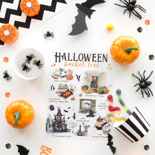 Halloween Bucket-lista Illustrationer av vattenf Helg Vykort