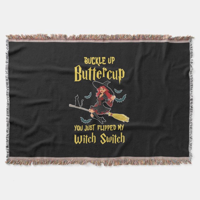 Halloween Buckle Up Butterkoppar Witch-växel Filt (Framsidan)