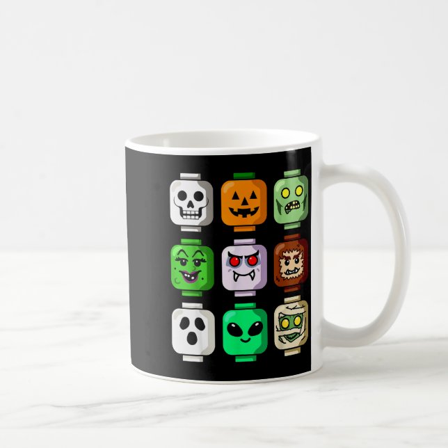 Halloween Building Brick Head Pumpkin Ghost Zombie Kaffemugg (Höger)