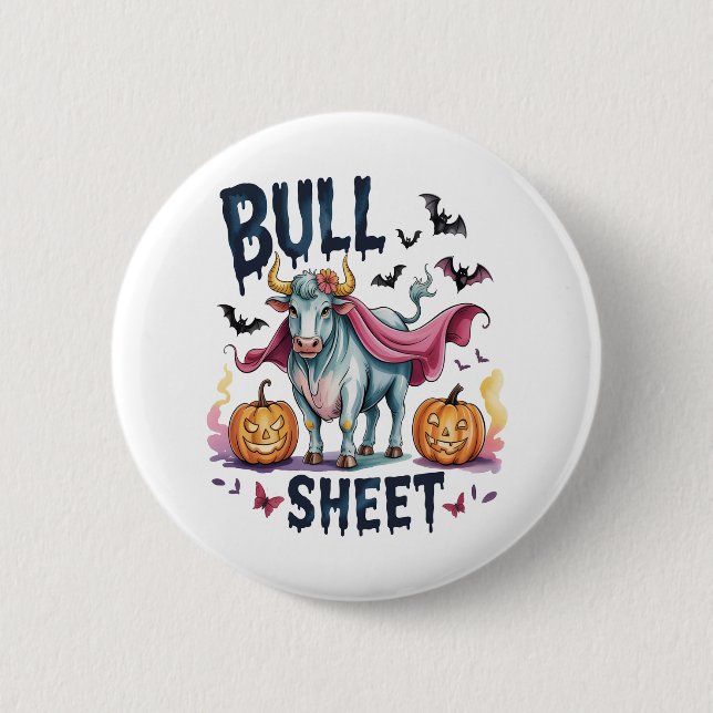 Halloween Bull Lakan,Funny Ghost Cow Knapp (Framsida)