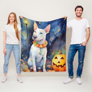 Halloween Bull Terrier Med Pumpa Skräck Fleecefilt