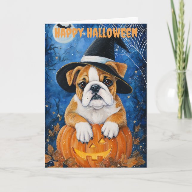 Halloween Bulldog Dog Helgkort (Framsida)