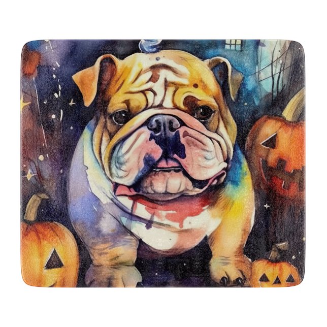 Halloween Bulldog med pumpor (Framsidan)