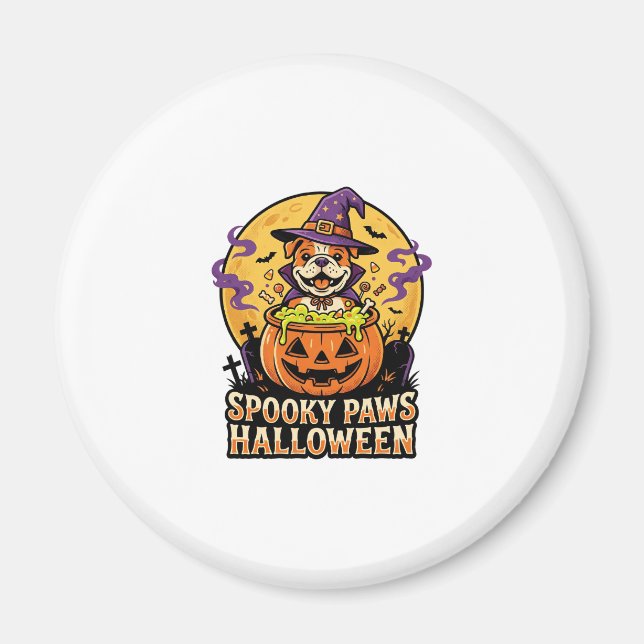 Halloween Bulldog Pumpa Natt Magnet (Framsidan)