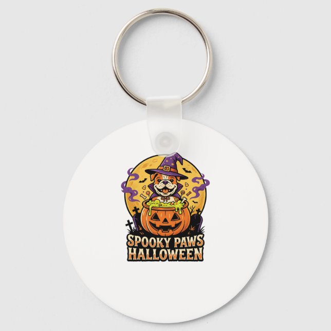 Halloween Bulldog Pumpa Natt Nyckelring (Framsida)