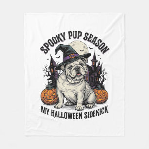 Halloween Bulldog Skjorta Söt Häxa Hund Vintage Gr Fleecefilt