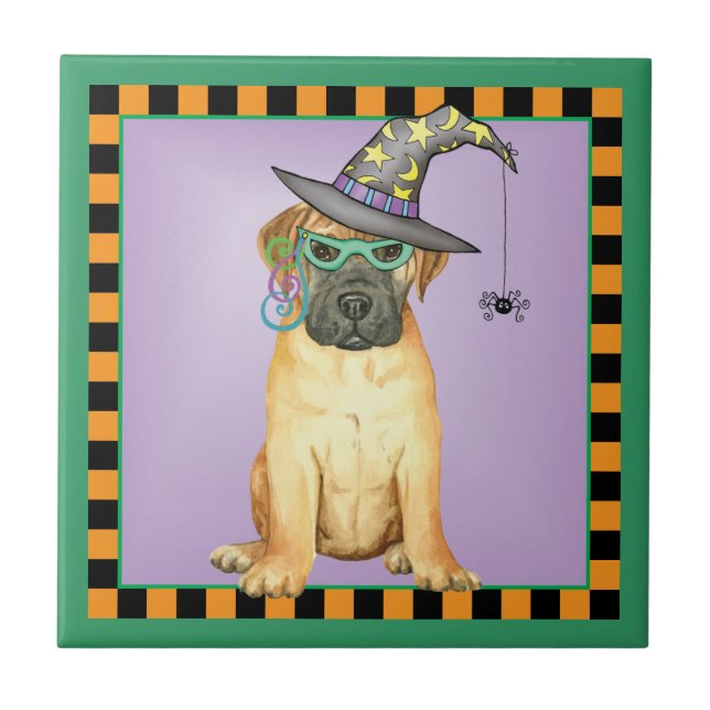 Halloween Bullmastiff Ceramic Tile Kakelplatta (Framsidan)