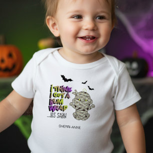Halloween Bum Wrap Mummy Baby Grön ID683 T Shirt