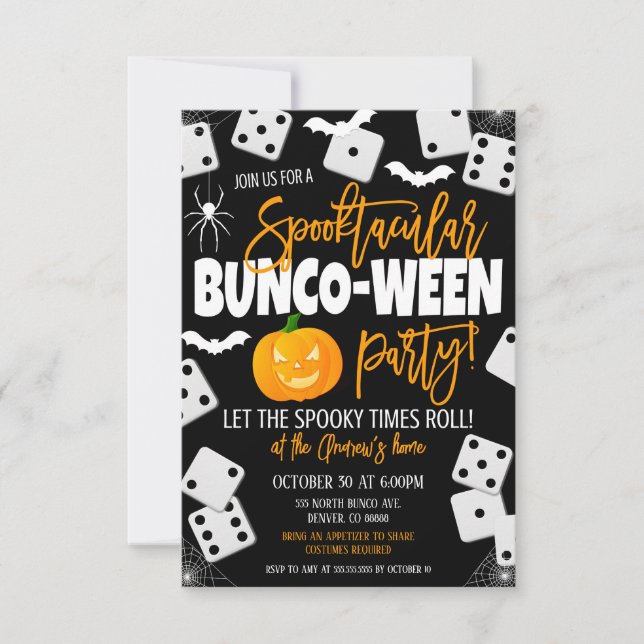 Halloween Bunco Party-inbjudan Inbjudningar (Framsida)