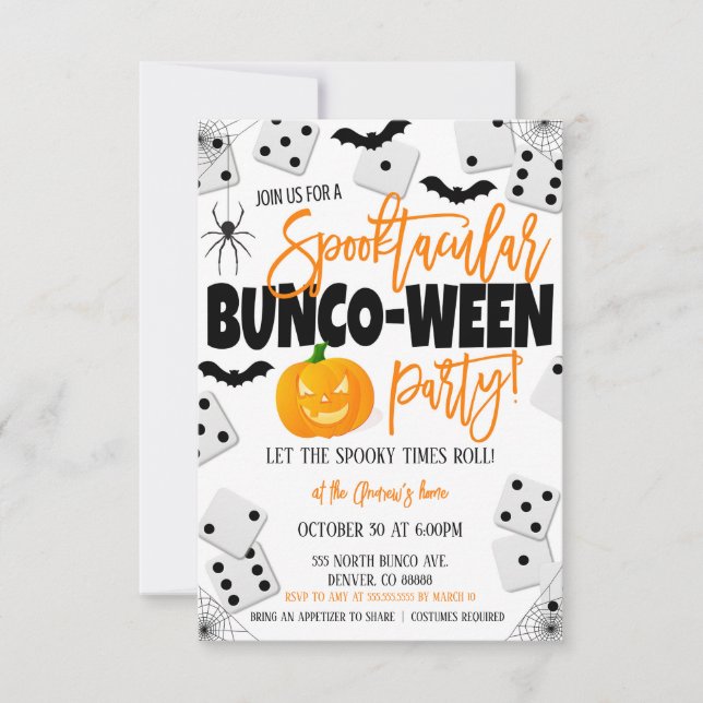 Halloween Bunco Party-inbjudan Inbjudningar (Framsida)