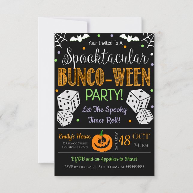 Halloween Bunco Party-inbjudan Inbjudningar (Framsida)