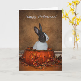 Halloween Bunny i en Wicker Pumpkin Kort