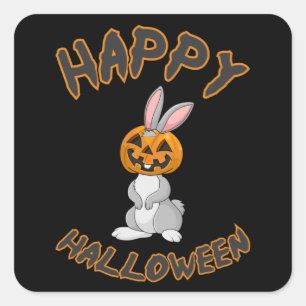 Halloween Bunny Rabbit Pumpkin Horror Gift Idea Fyrkantigt Klistermärke