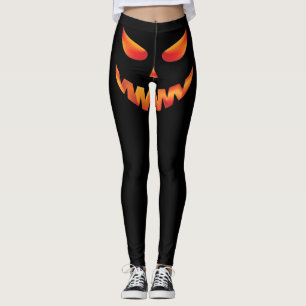 Halloween Burning Pumpkin Ansikte Leggings