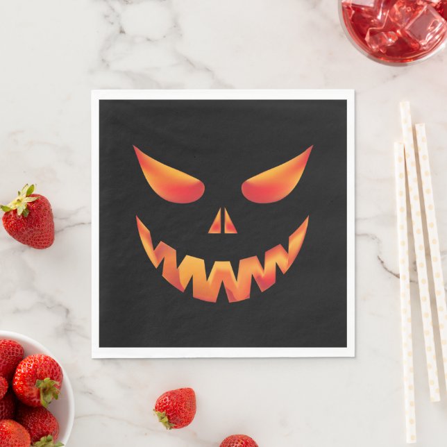 Halloween Burning Pumpkin Ansikte Pappersservett (Insitu)