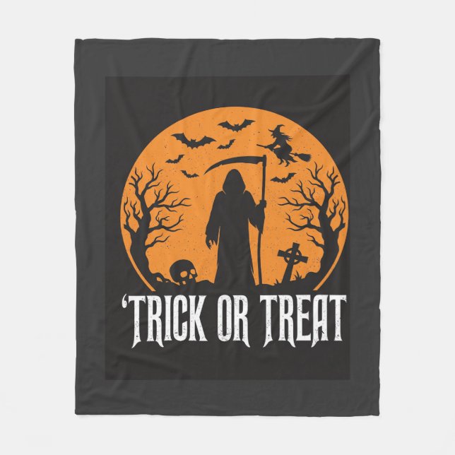 Halloween Bus eller Behandla Döden Design_1 Fleecefilt (Framsidan)