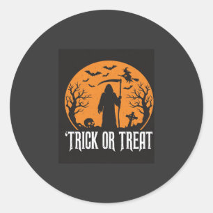Halloween Bus eller Behandla Döden Design_1 Runt Klistermärke