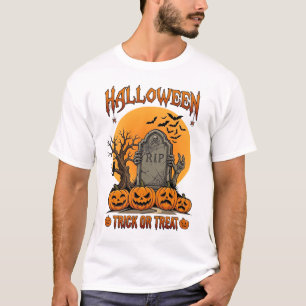 Halloween Bus eller Behandla Gravsten Zombiehänder T Shirt