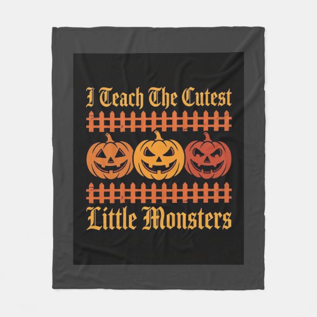 Halloween Bus eller Behandla Små Monster Pumpa D Fleecefilt (Framsidan)