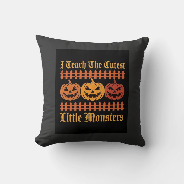 Halloween Bus eller Behandla Små Monster Pumpa D Kudde (Framsida)