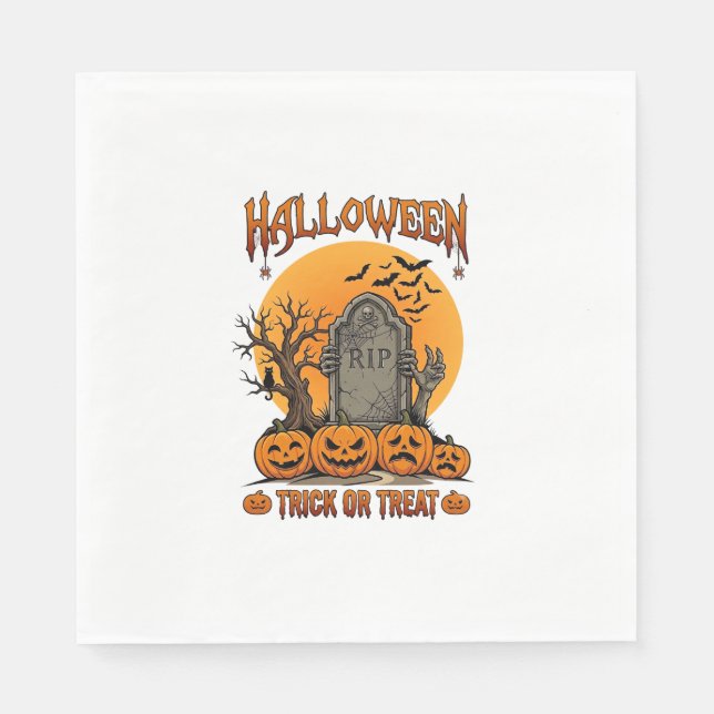 Halloween Bus eller Bounty Gravsten Zombiehänder P Pappersservett (Framsidan)