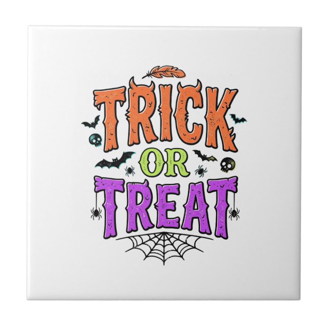 Halloween Bus eller Bytes Rollig Spindelväv Retro_ Kakelplatta (Framsidan)