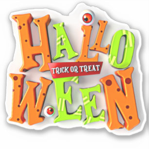 Halloween Bus eller godis, 3D-blockeffekt, Klistermärken