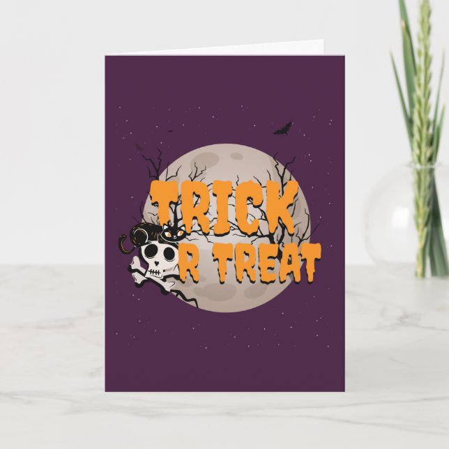 Halloween Bus eller godis Add Message och Namn Helgkort (Framsida)